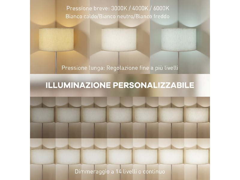  Lampadaire avec télécommande, abat-jour en tissu, hauteur réglable et lumière dimmable pour salon ou chambre  - Conforama D
