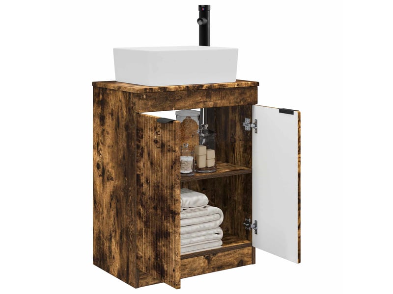 Meuble de salle de bain avec évier chêne fumé 54x35x83 cm shl5185 - Conforama C