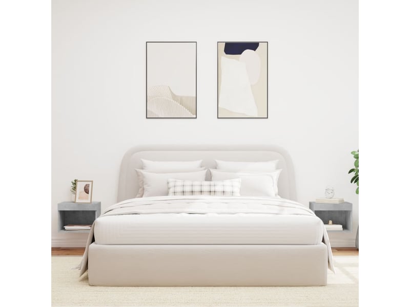 Lot de 2 table de chevet mural avec lumières led gris béton shl16896 - Conforama C