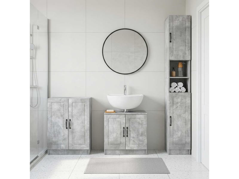 Ensemble de meuble de salle de bain 3 pièces utrecht gris béton cf63516 - Conforama B