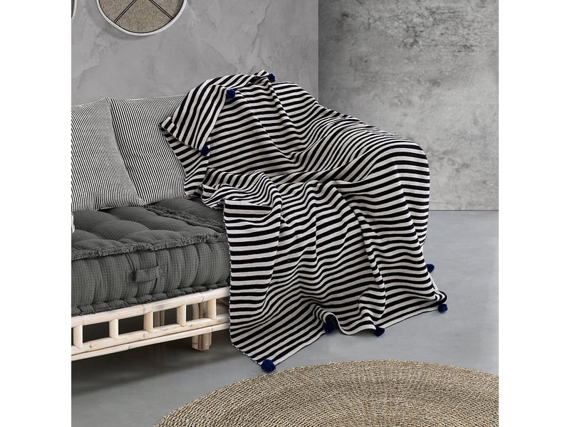 Plaid en coton 135 x 190 cm pour canapé stripe-b  - Conforama B