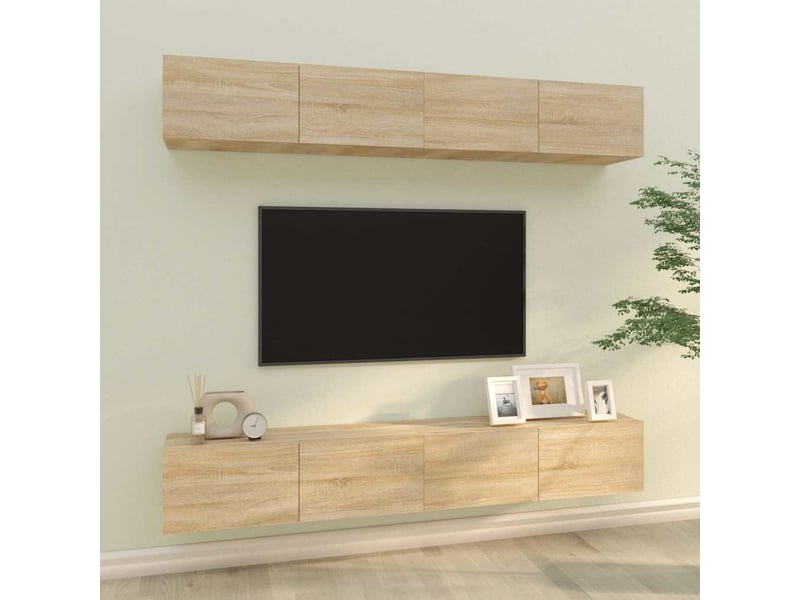  Meubles tv - banc tv - meuble de rangement muraux 4 pcs chêne sonoma 100x30x30 cm  - Conforama B