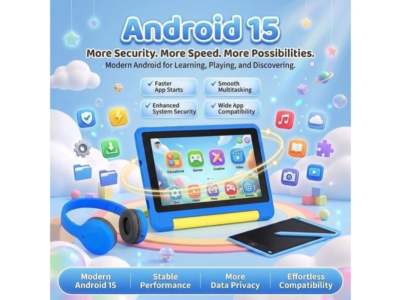 Tablette android 15 pour enfants 7 ips 64 go 24(3+21) go wifi 6 bluetooth 5.4 avec contrôle parental et coque silicone 360° 413542_AADLD04404_6_DROPFR - Conforama B