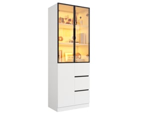 Vitrine coloris blanc 2 étagère(s) MODFU - 60 cmx180 cm