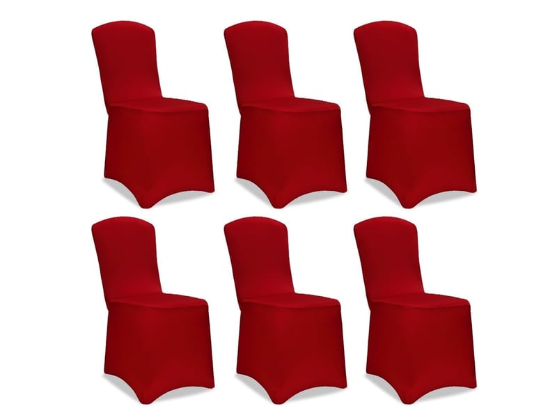  Housses de chaise élastiques bordeaux noël mariages rouge 6pcs  - Conforama A