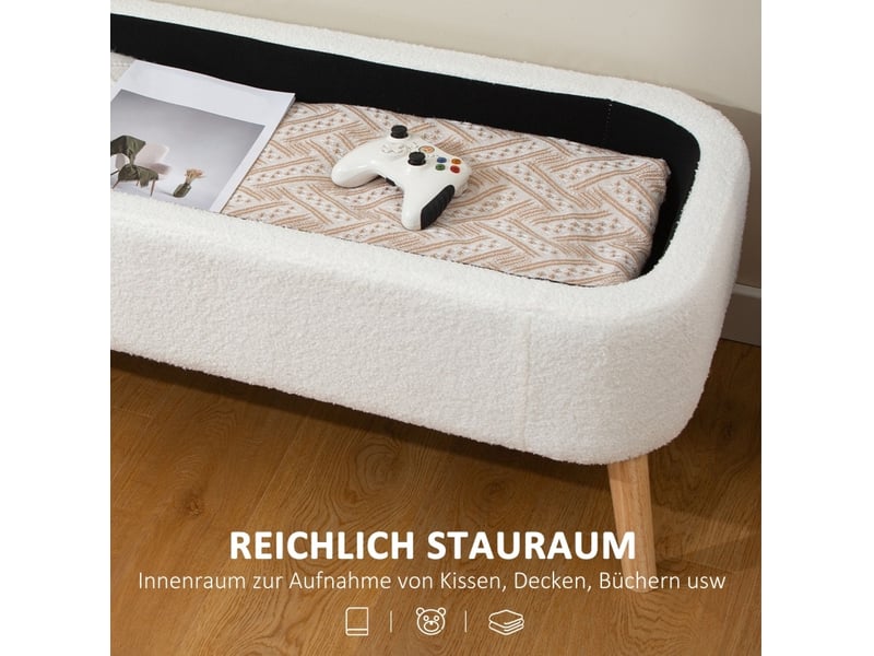  Banc de rangement tcqpz 120 x 42 x 45 cm 65 l tissu bouclette blanc crème  - Conforama E