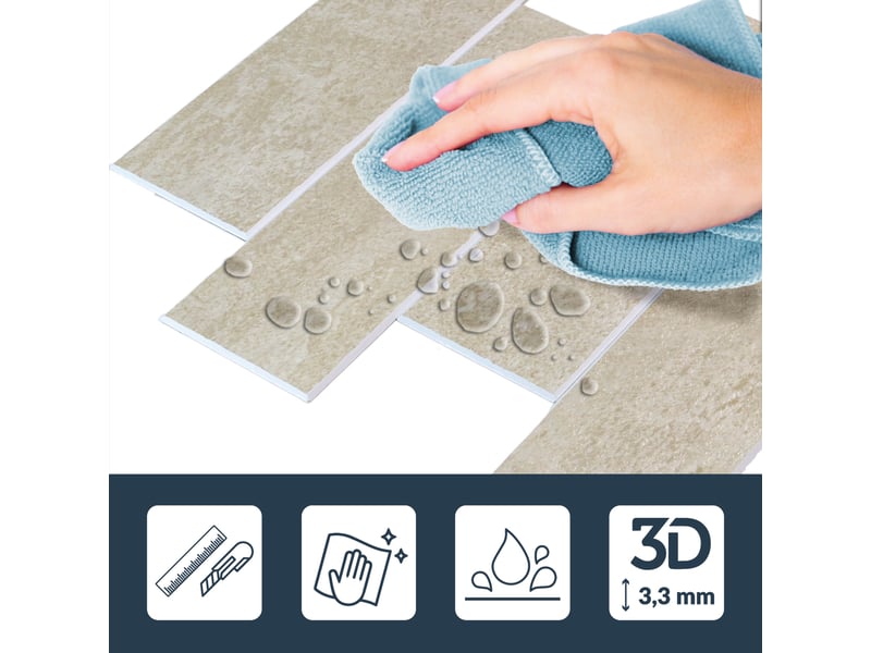  Crédence adhésive murale 3d  - effet pierre 4 pièces 25x25 cm  - Conforama D