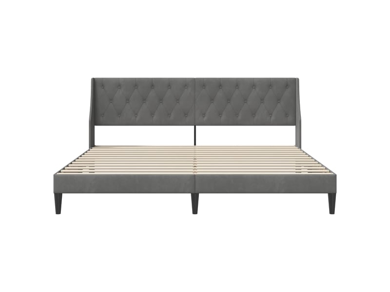  Lit double- lit adulte -  cadre de lit avec tête de lit gris foncé 200 x 200 cm velours  - Conforama C