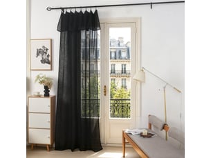 Rideau ajustable 140 x 270 cm + 8 anneaux pinces effet lin evasion noir