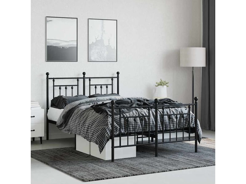  Lit double- lit adulte -  cadre de lit métal sans matelas avec pied de lit noir 120x190cm  - Conforama C