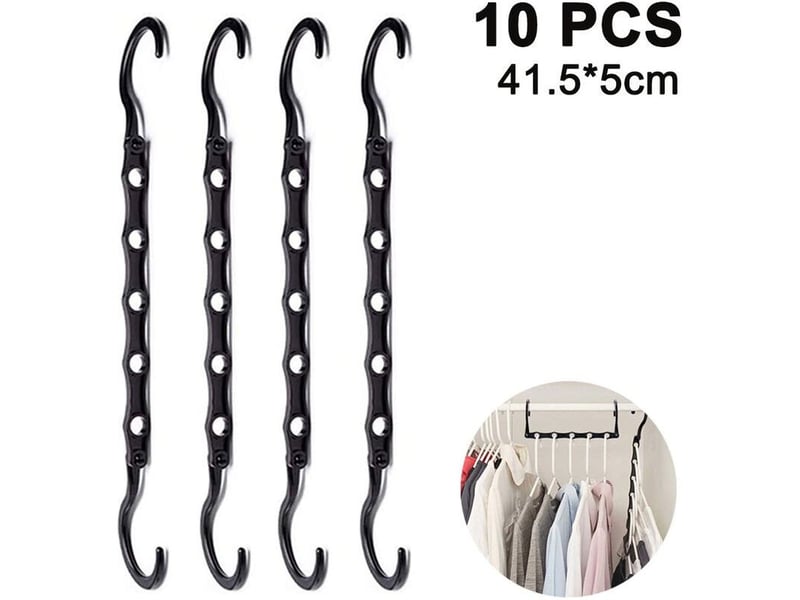  10 pièces cintres magiques gain de place cintres organisateur placard intelligent économiseur d'espace avec plastique robuste pour vêtements lourds, noir  - Conforama A