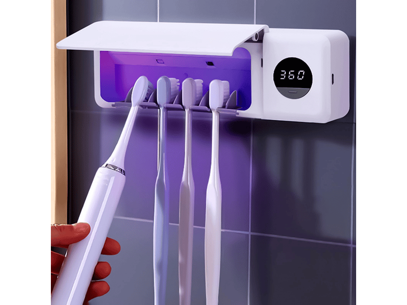  Porte-brosse à dents pour salle de bain, support de brosse à dents uv à fixation murale, affichage numérique, décoration de salle de bain  - Conforama C