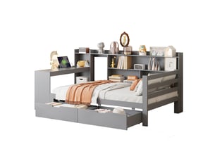 Lit avec rangement 90x200 cm MEUBLIV coloris gris