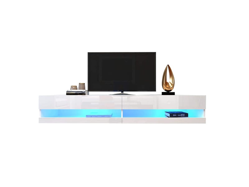  Meuble tv mural modenvie led 140 x 40 x 30,5 cm blanc en mdf  - Conforama A
