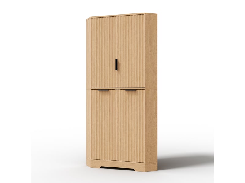 Armoire d’angle,60x60x172 cm,4 portes et étagères réglables,mdf,naturel - Conforama D