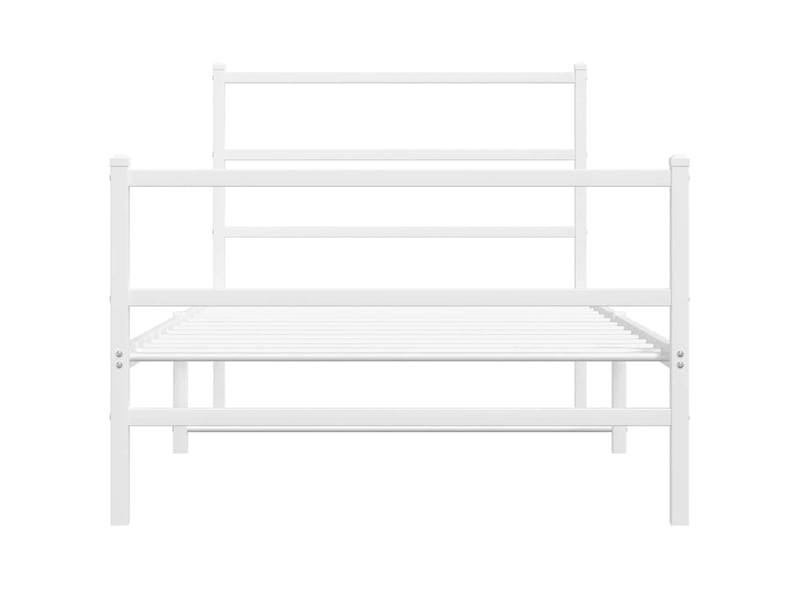  Lit simple- lit adulte -  cadre de lit métal sans matelas et pied de lit blanc 100x200 cm  - Conforama D