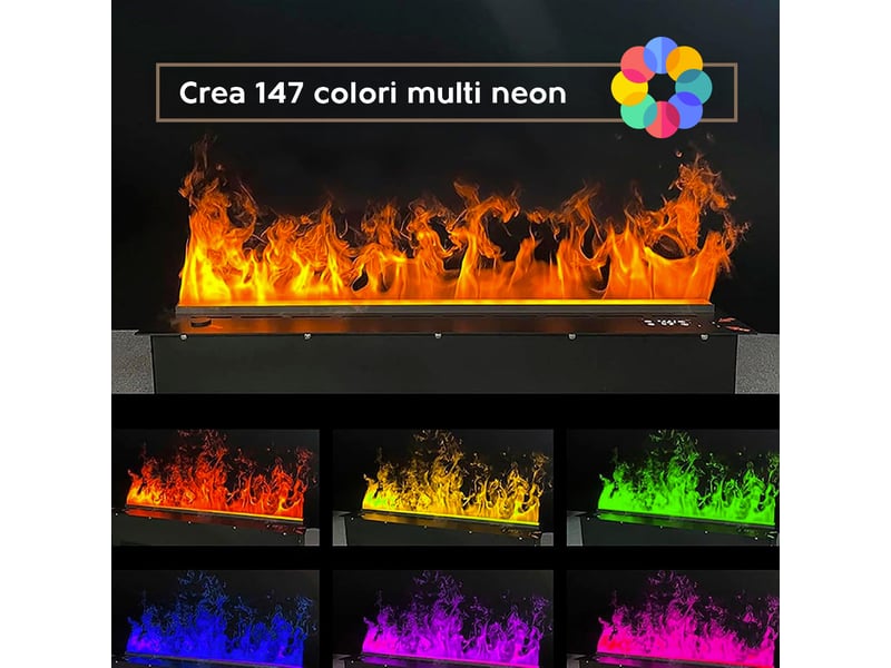  Cheminée électrique à vapeur d'eau 3d vapor 3d75 - 75 x 17,8 x 22,7 cm, encastrable en acier  - Conforama E