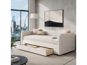 Lit gigogne 90x200 cm <strong>HAVRYA</strong>  <strong></strong> coloris beige