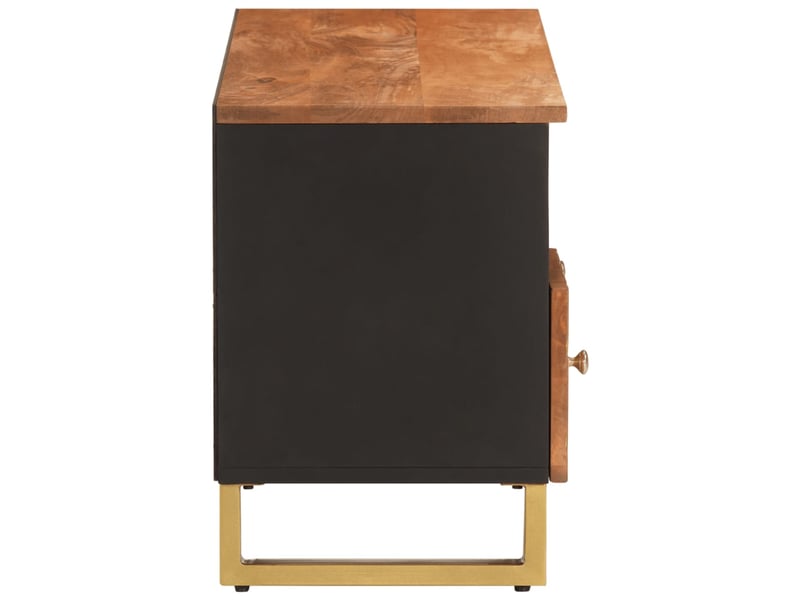  Meuble tv - banc tv - meuble de rangement marron et noir 100x33,5x46 cm bois massif de manguier  - Conforama E