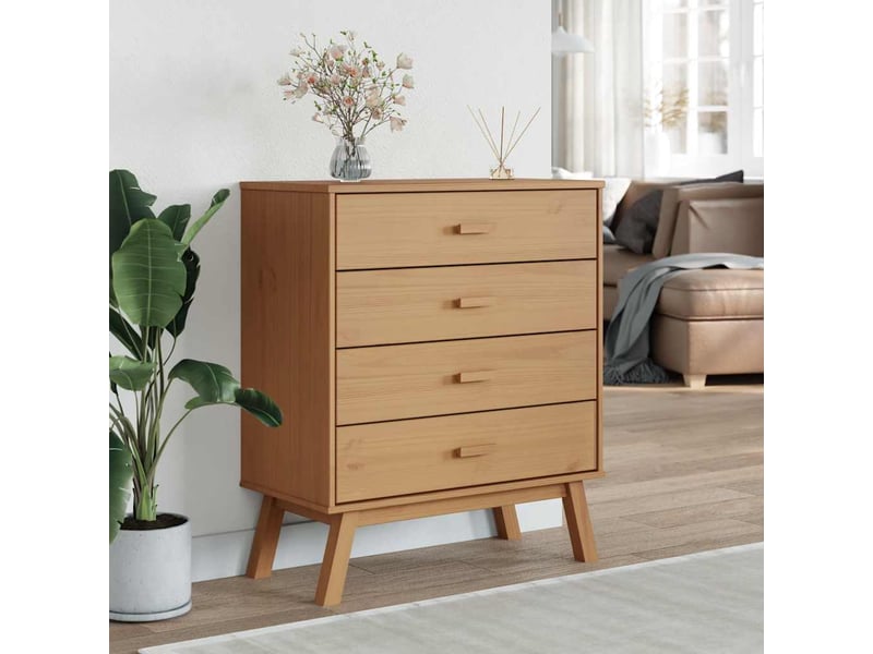  Armoire à tiroirs, commode olden marron bois de pin solide shl66496  - Conforama C