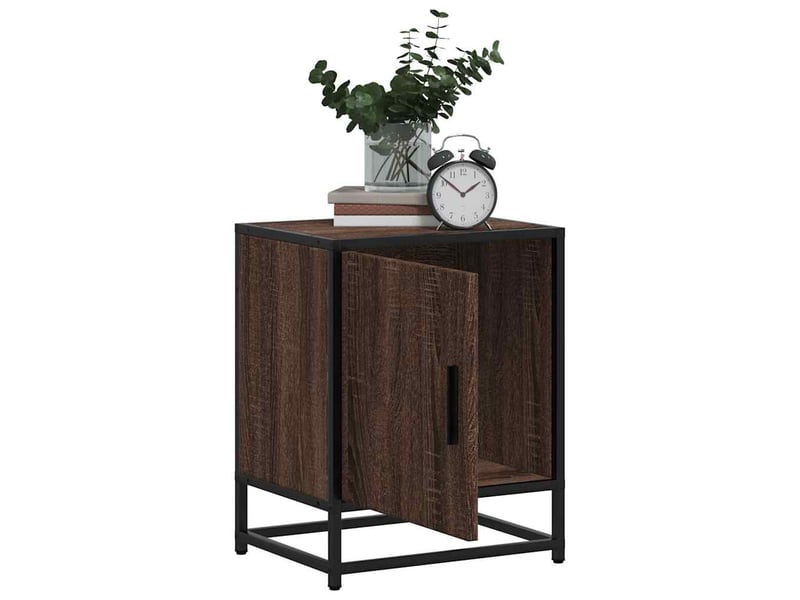  Lot de 2 tables de chevet - cabinet de chevet - table de nuit chêne marron bois d'ingénierie et métal  - Conforama C