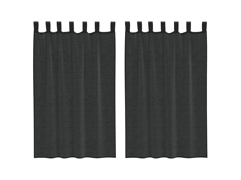 Lot de 2 rideaux en voile, voilages avec passants noir cf44452 - Conforama A