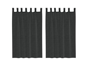 Lot de 2 rideaux en voile, voilages avec passants noir cf44452