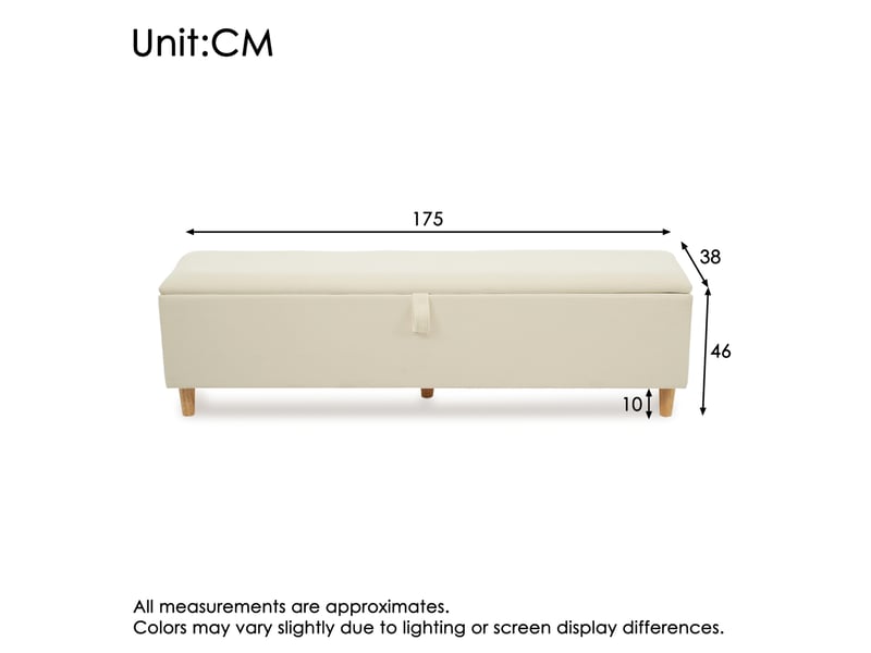  Banquette de lit modenvie avec rangement hydraulique 175 x 38 x 46 cm en velours côtelé beige  - Conforama C