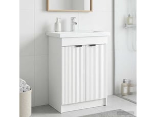 Armoire sous évier de salle de bain, meuble de rangement blanc 56x37.5x81 cm shl1184