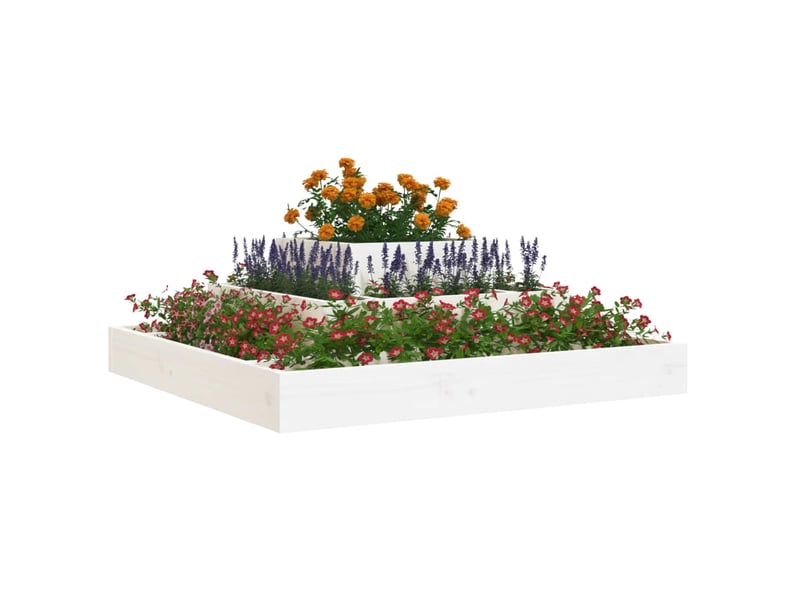  Jardinière - bac à fleurs blanc 80x80x27 cm bois massif de pin  - Conforama C