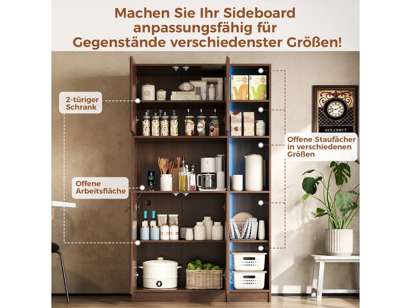  Armoire de cuisine 2 portes avec led et multiprise en mdf coloris noyer 105x40x180 cm N635P4590899091N - Conforama D