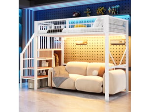 Lit mezzanine 90x200 cm <strong>MODENUIT </strong>  <strong></strong> coloris blanc