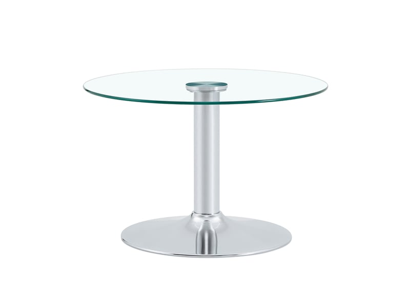  Table basse ronde en verre trempé 70 cm, pied et base en métal argenté, 45 cm  - Conforama A