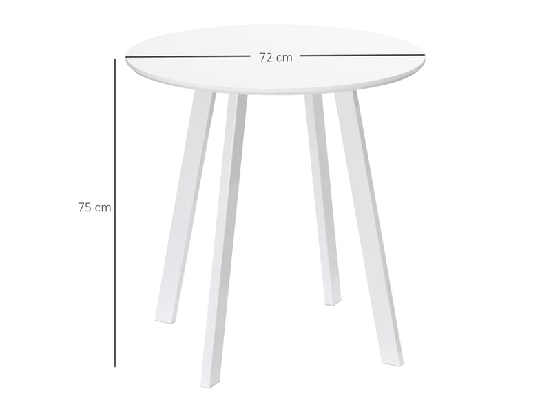  Table de salle à manger ronde pour 2 personnes avec pieds en métal, en mdf, pour cuisine, 72×75 cm, blanc  - Conforama D