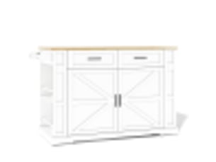 Îlot de cuisine mobile bois naturel et blanc en mdf, table extensible, 2 tiroirs, meuble à double porte, 120 × 50 × 93 cm