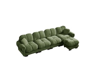 Canapé d'angle 4 places en l modulaire chenille 330 x 149 x 90 cm avec ottomane mobile