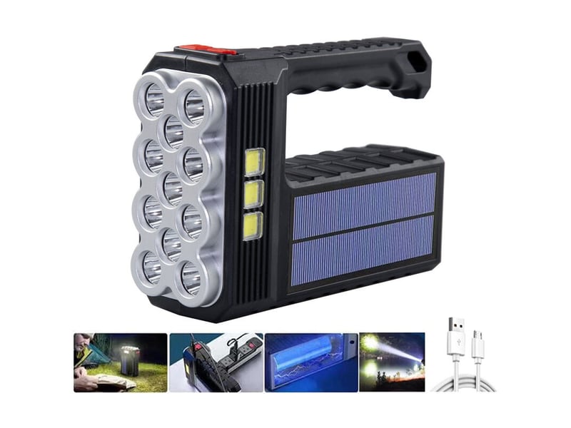  Camping en plein air mini lampe de poche led solaire chargeur usb construit dans des lampes de poche à panneau solaire  - Conforama A