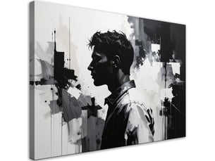 Tableau moderne, portrait d'un homme en noir et blanc dans un style moderne 30x20