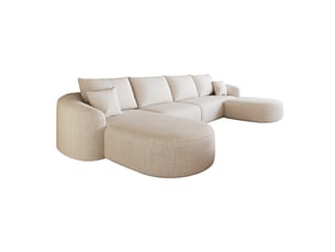 Canapé d'angle en u blanc 336 cm, canapé modulable mousse compressée sans armature, sans montage pour salon