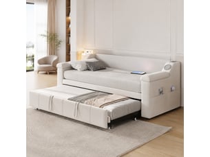 Lit banquette 90x190 cm VIVRYN coloris beige