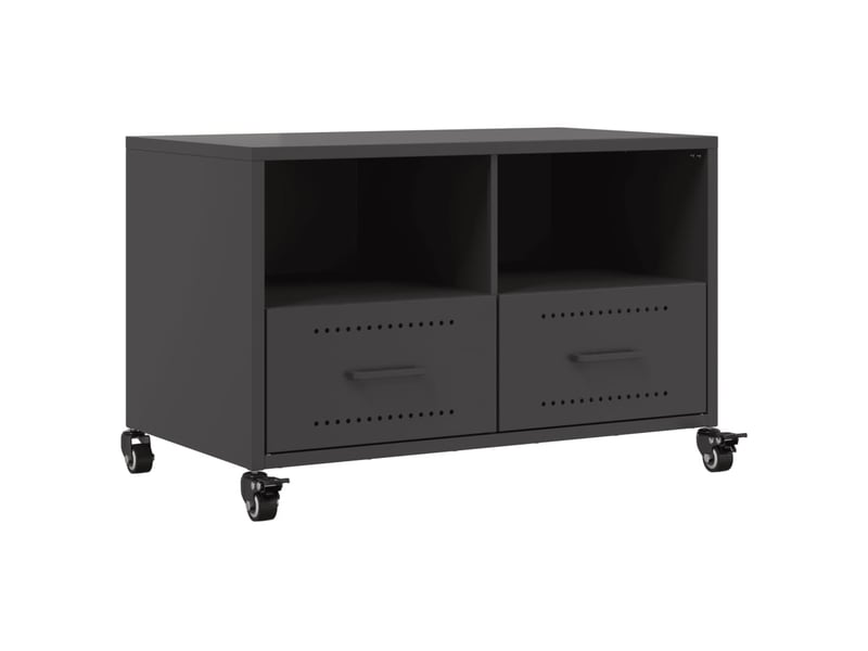  Meuble tv - banc tv - meuble de rangement noir 68x39x43,5 cm acier  - Conforama A