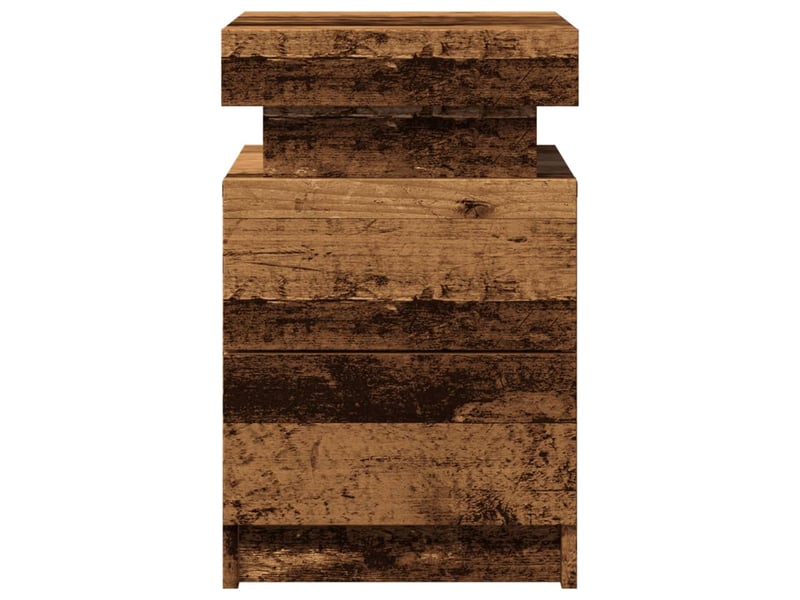  Lot de 2 tables de chevet - cabinet de chevet - table de nuit avec led vieux bois bois d'ingénierie  - Conforama E