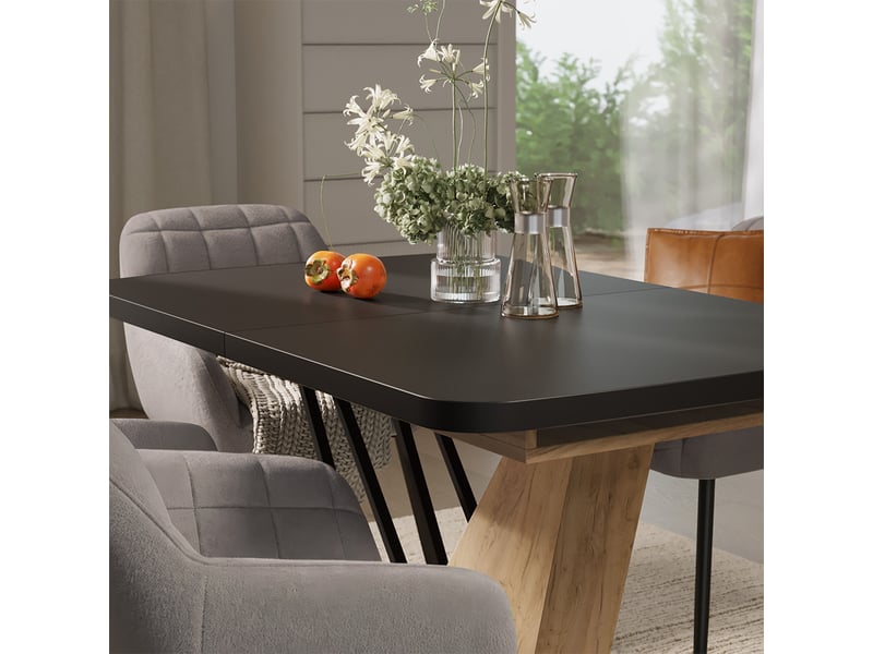  Vicco ensemble de table à manger, noirchêne de force doré, 120x80cm avec 4 chaises de salle à manger  - Conforama D