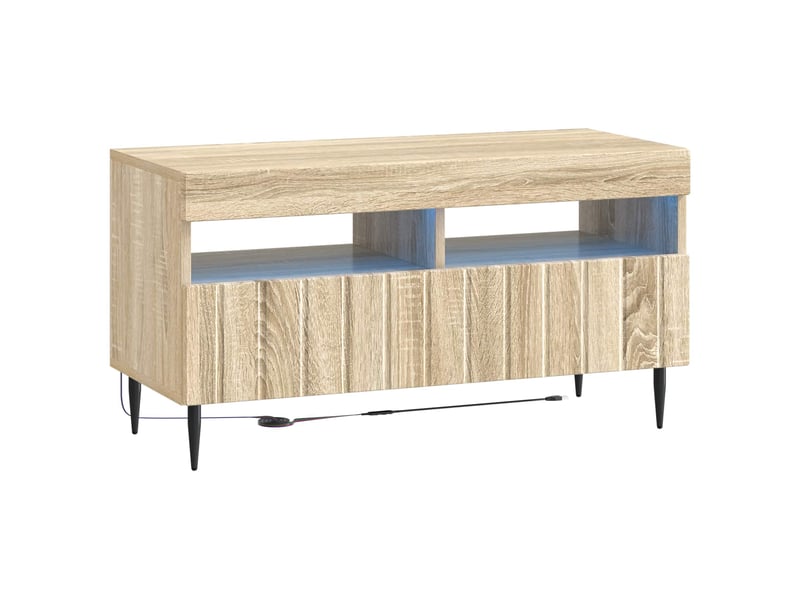  Meuble tv - banc tv - meuble de rangement led 5 pièces chêne sonoma bois d'ingénierie  - Conforama E