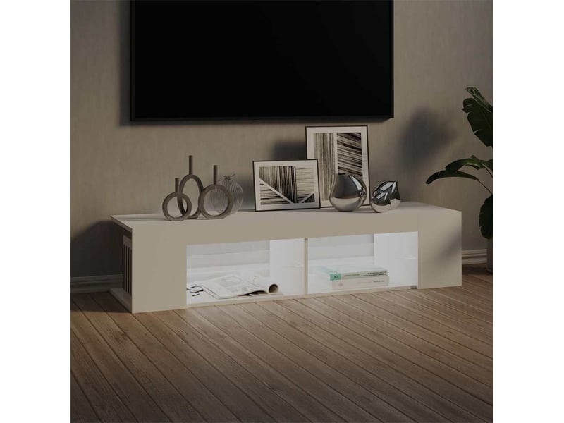 Meuble tv - banc tv - meuble de rangement avec lumières led blanc 135x39x30 cm - Conforama C