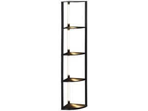 Lampadaire colonne en mdf avec 4 étagères et éclairage led 3000k, 41 x 29,5 x 163,5 cm, noir