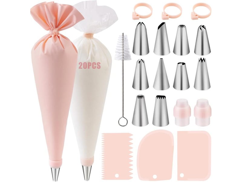  Ensemble de poches à douille, douilles à pâtisserie, accessoires de pâtisserie (rose,40 pièces) - pink  - Conforama A