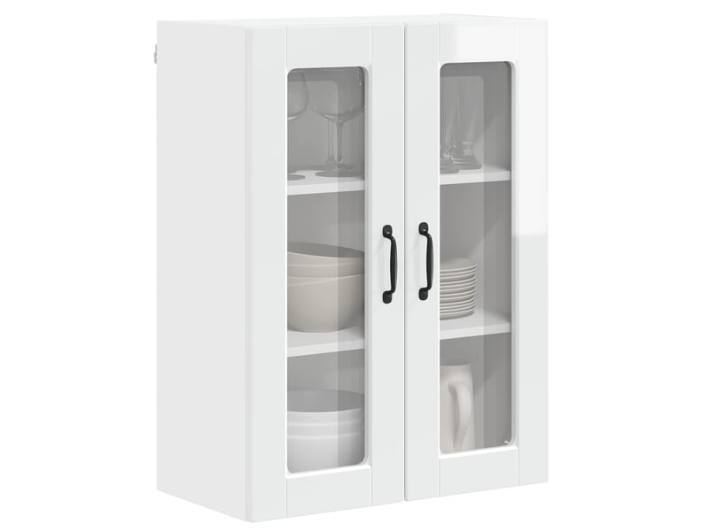 Meuble mural de cuisine, cabinet en verre mural blanc brillant 60x31x80cm shl7404 - Conforama C