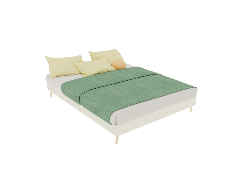  Cadre de lit 140x200 cm en velours hollandais beige sans tête de lit  - Conforama A