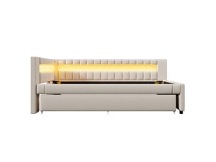 Lit banquette 90x200 cm <strong>ZOVIRA</strong> <strong></strong> coloris beige